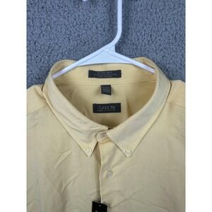 Arrow Shirt Mens XL 17-17.5 Yellow Ultra Soft Button Down Oxford Dress Shirt NWT